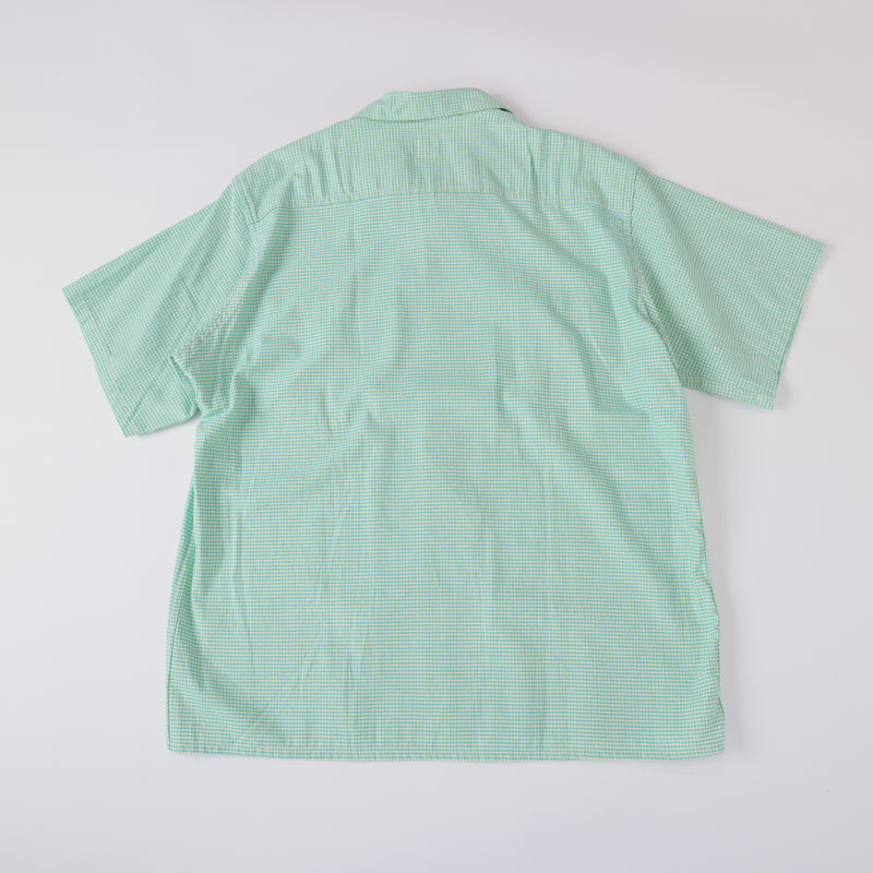 Light Shirt Short Sleeve : gingham check summer green sht-36 "Dead Stock" / M