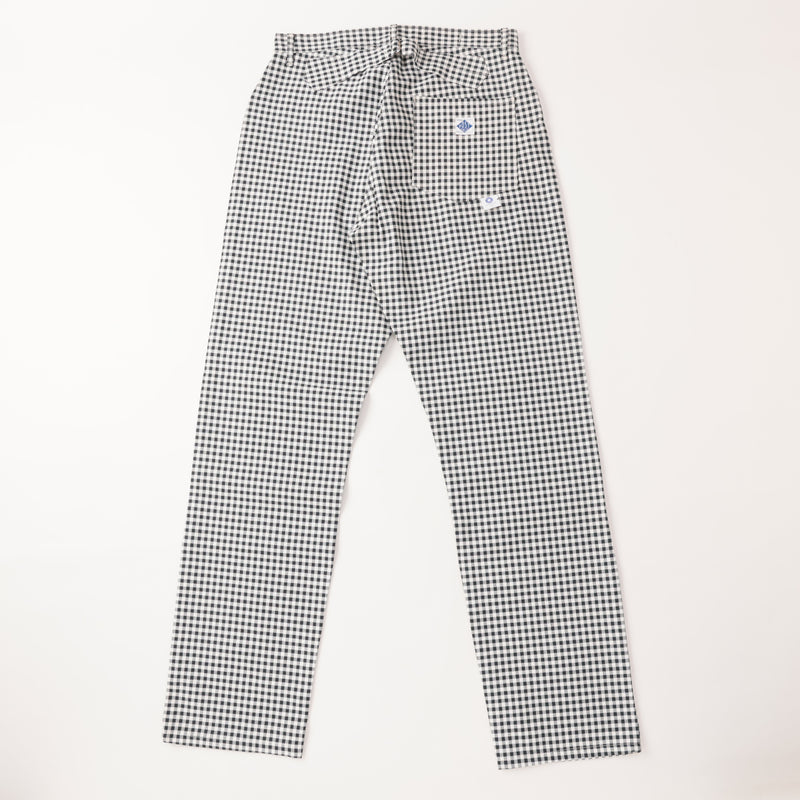 Split-back Pants : 5oz. gingham chambray black/white pa-078 "Dead Stock" / XL